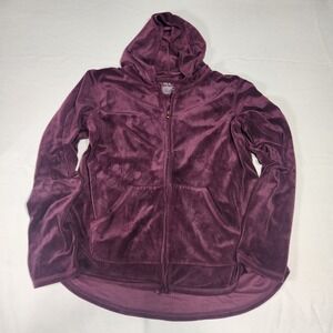 Hue Brand Velour Hoddie Women's Size Large Burgundy